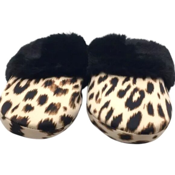 Victoria's Secret Leopard Print Slippers with Black Faux Fur Trim Size Small - Picture 6 of 8